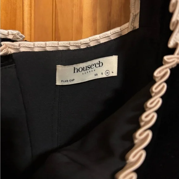 House of CB Black Velvet Top with Cream Trim - Picture 7 of 7